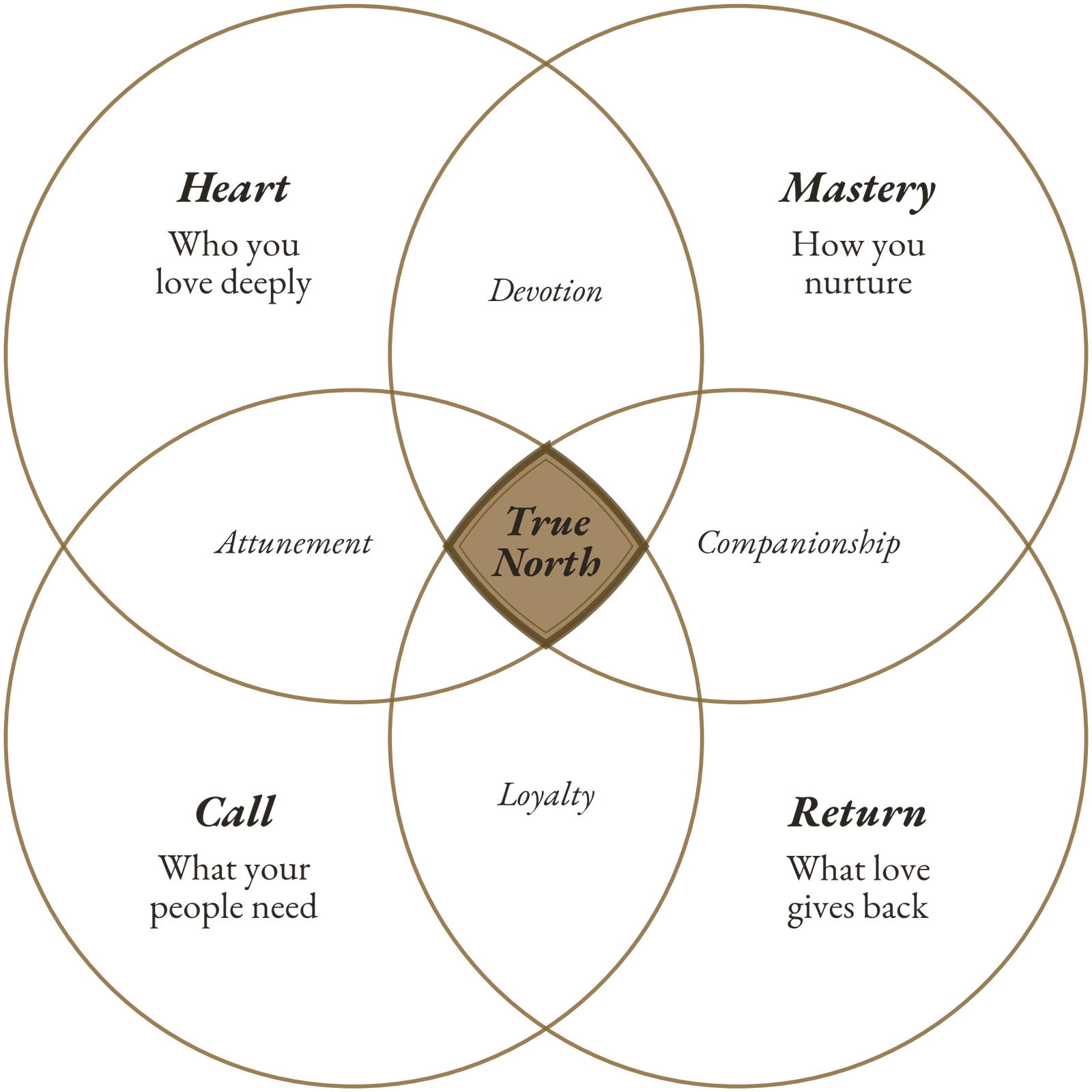 Book illustration: the four archetypes of Belonging, overlapping as a four-circle Venn.
